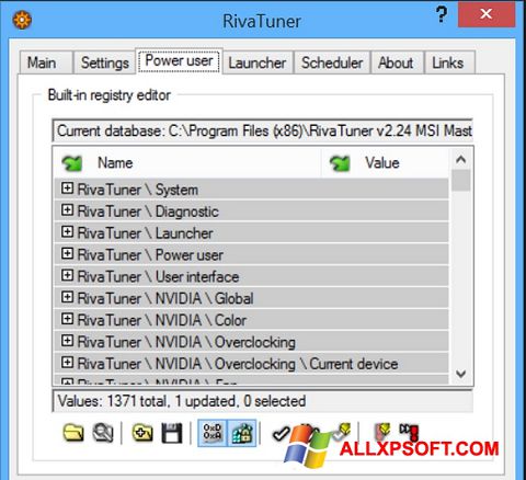 Képernyőkép RivaTuner Windows XP