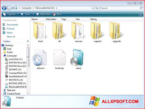Képernyőkép Windows 7 USB DVD Download Tool Windows XP