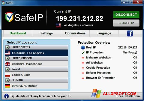 Képernyőkép SafeIP Windows XP