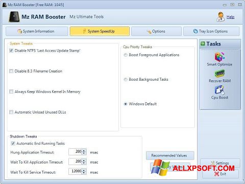 Képernyőkép Mz RAM Booster Windows XP