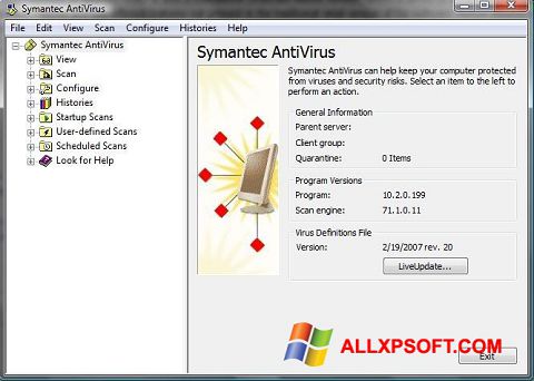 Képernyőkép Symantec Antivirus Windows XP
