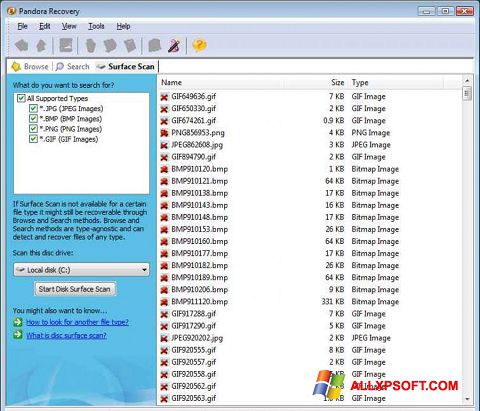 Képernyőkép Pandora Recovery Windows XP