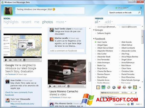 Képernyőkép Windows Live Messenger Windows XP