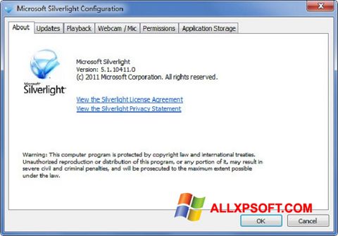 Képernyőkép Microsoft Silverlight Windows XP