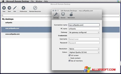 Képernyőkép Microsoft Remote Desktop Windows XP
