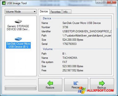 Képernyőkép USB Image Tool Windows XP