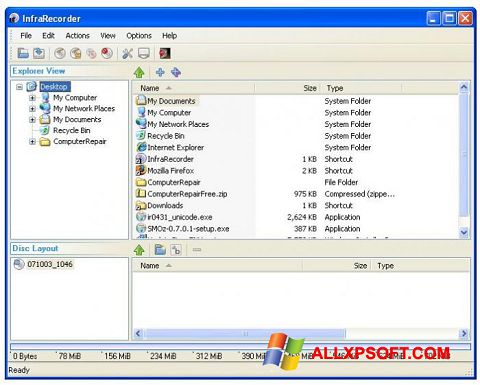 Képernyőkép InfraRecorder Windows XP
