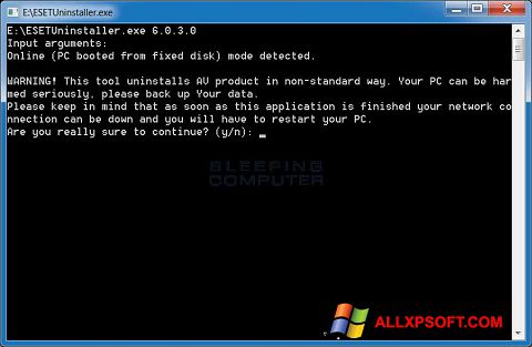 Képernyőkép ESET Uninstaller Windows XP
