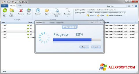 Képernyőkép PDF Unlocker Windows XP
