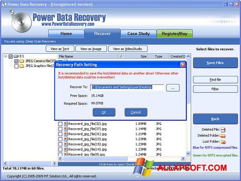 Képernyőkép Wondershare Data Recovery Windows XP