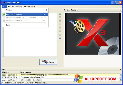 Képernyőkép ConvertXToDVD Windows XP