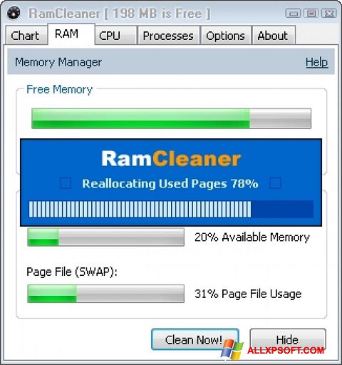 Képernyőkép RamCleaner Windows XP