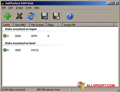 Képernyőkép SoftPerfect RAM Disk Windows XP