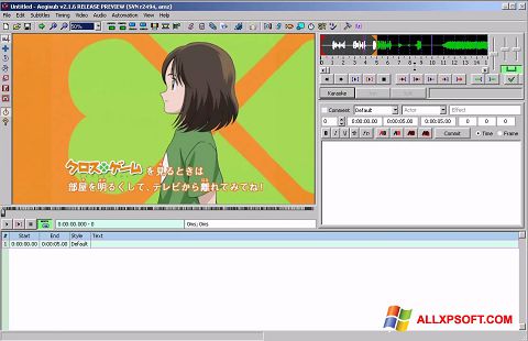 Képernyőkép Aegisub Windows XP