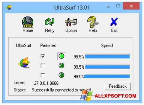 Képernyőkép UltraSurf Windows XP