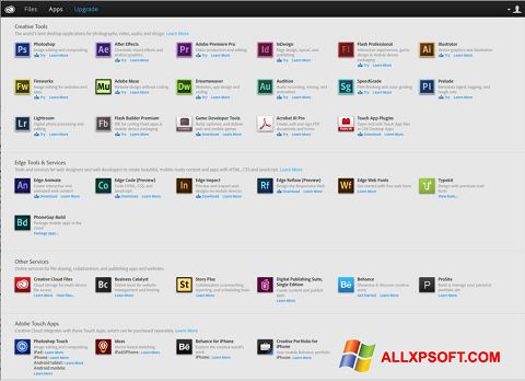 Képernyőkép Adobe Creative Cloud Windows XP