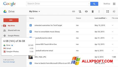 Képernyőkép Google Drive Windows XP