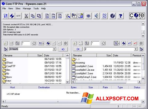 Képernyőkép Core FTP Windows XP