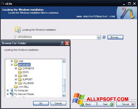 Képernyőkép nLite Windows XP