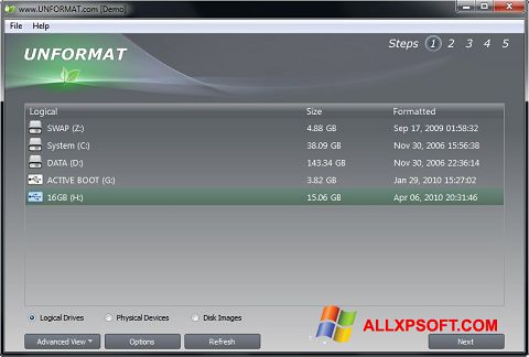 Képernyőkép UNFORMAT Windows XP