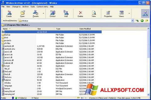 Képernyőkép WinAce Windows XP