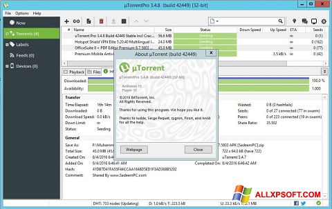 Képernyőkép uTorrent Pro Windows XP