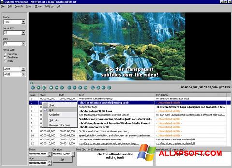 Képernyőkép Subtitle Workshop Windows XP