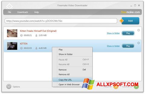 Képernyőkép Freemake Video Downloader Windows XP