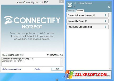 Képernyőkép Connectify Pro Windows XP