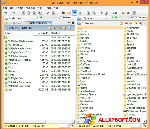 Képernyőkép FreeCommander Windows XP