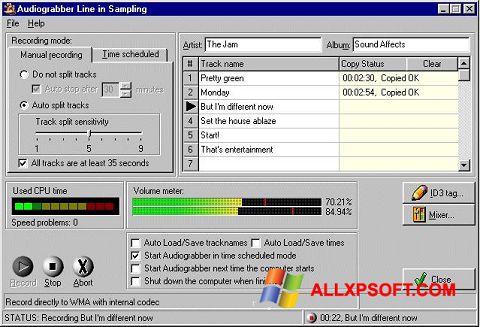 Képernyőkép Audiograbber Windows XP