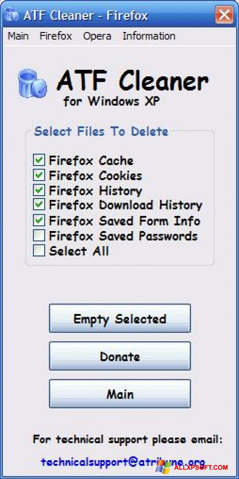 Képernyőkép ATF Cleaner Windows XP