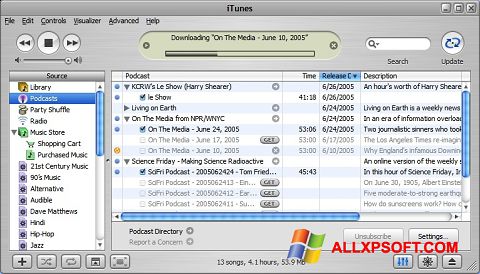 Képernyőkép iTunes Windows XP