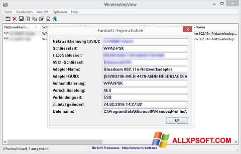 Képernyőkép WirelessKeyView Windows XP