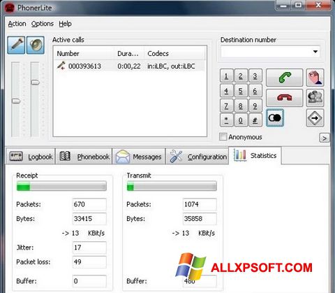 Képernyőkép PhonerLite Windows XP