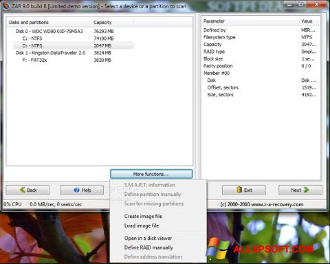 Képernyőkép Zero Assumption Recovery Windows XP