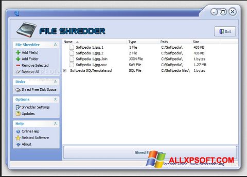 Képernyőkép File Shredder Windows XP