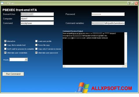Képernyőkép PsExec Windows XP