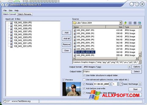 Képernyőkép FastStone Photo Resizer Windows XP