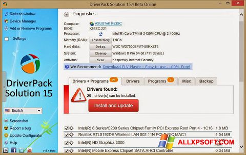 Képernyőkép DriverPack Solution Online Windows XP
