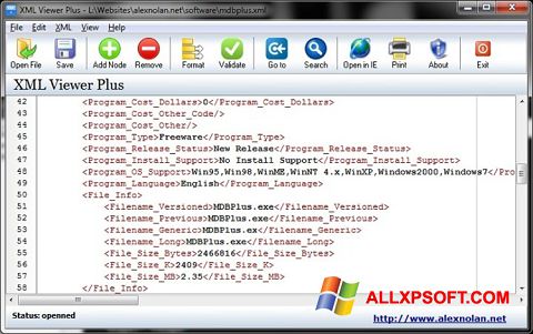 Képernyőkép XML Viewer Windows XP