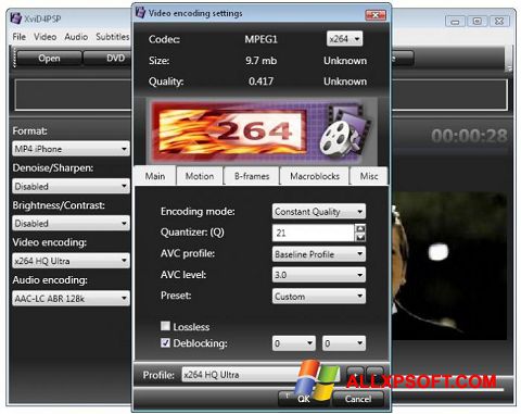 Képernyőkép XviD4PSP Windows XP