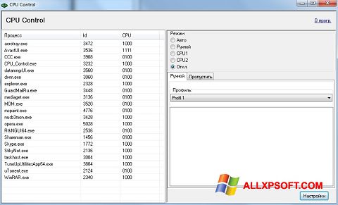 Képernyőkép CPU-Control Windows XP