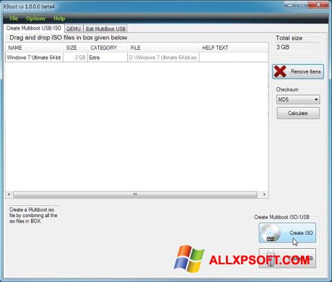 Képernyőkép XBoot Windows XP