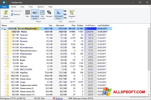 Képernyőkép TreeSize Free Windows XP