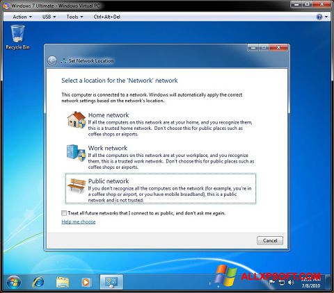 Képernyőkép Windows Virtual PC Windows XP