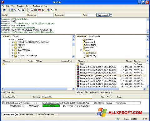 Képernyőkép FileZilla Server Windows XP