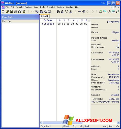 Képernyőkép WinHex Windows XP