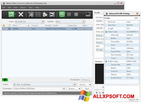 Képernyőkép Xilisoft Video Converter Windows XP