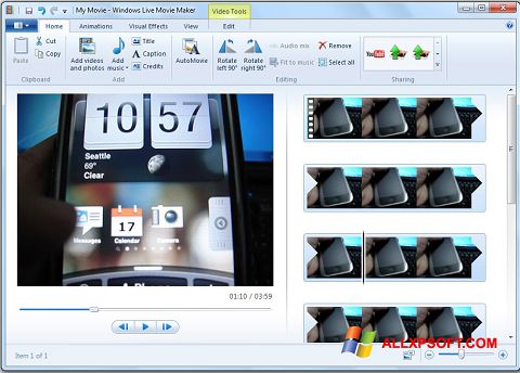 Képernyőkép Windows Live Movie Maker Windows XP